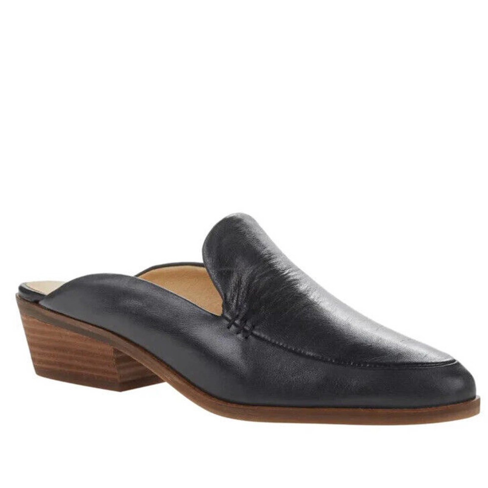 Lucky Brand Womens Sz 6.5 Black Slip On Margrete Loafer Stacked Heel Shoes NEW